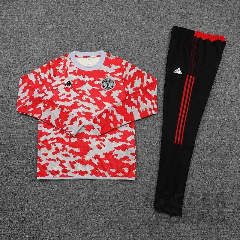 Детский тренировочный костюм Манчестер Юнайтед 2021-2022 бело-красный
