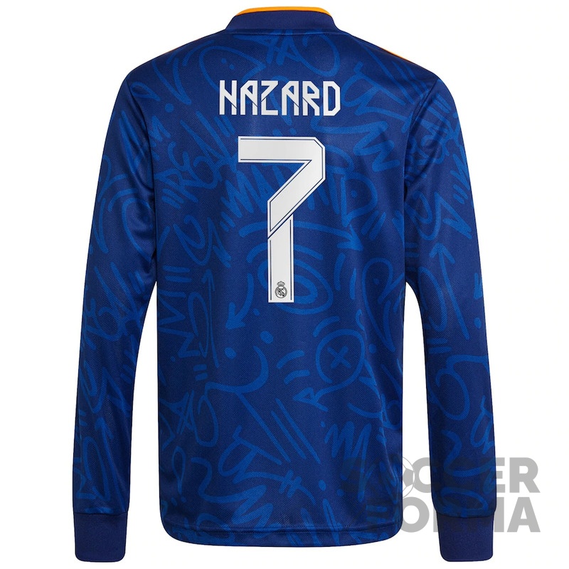 Гостевая футболка Реал Мадрид Азар 7 2021-2022 длинный рукав - вид 2