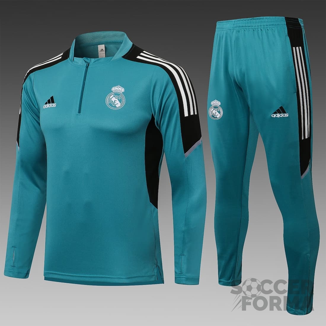Детский тренировочный костюм Реал Мадрид 2022 бирюзовый - вид  1