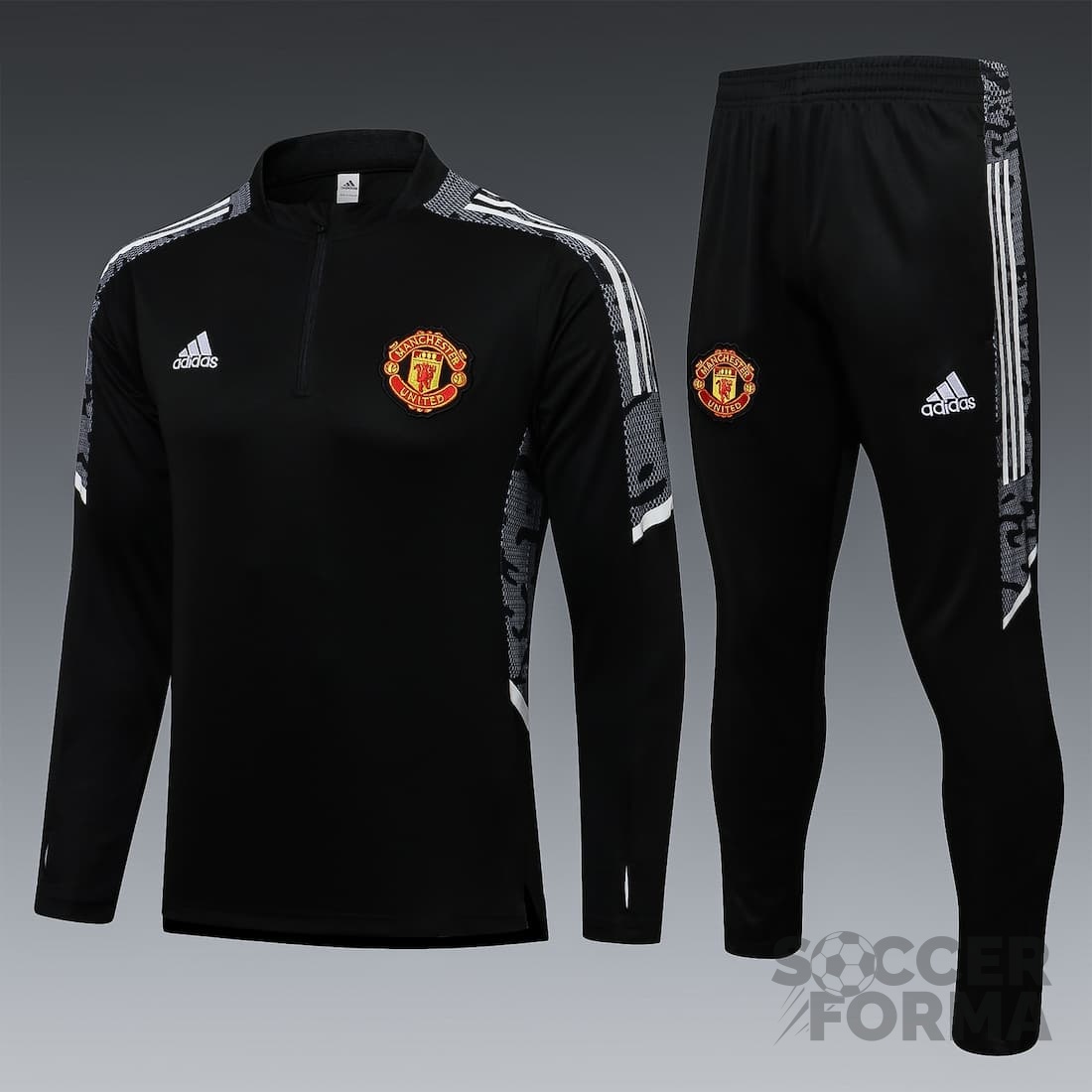 Детский тренировочный костюм Манчестер Юнайтед 2022 черно-белый - вид 1