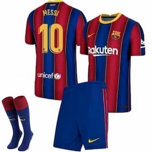 Детская форма Барселона Месси 10 2020 2021 с гетрами