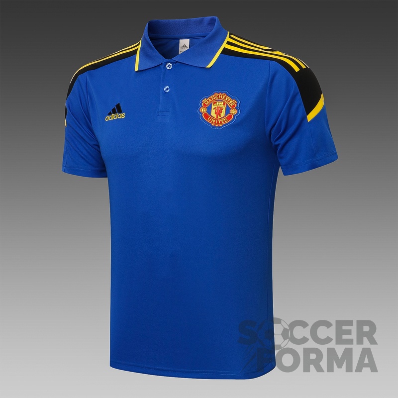 Синяя футболка поло Манчестер Юнайтед 2021-2022 - вид 1