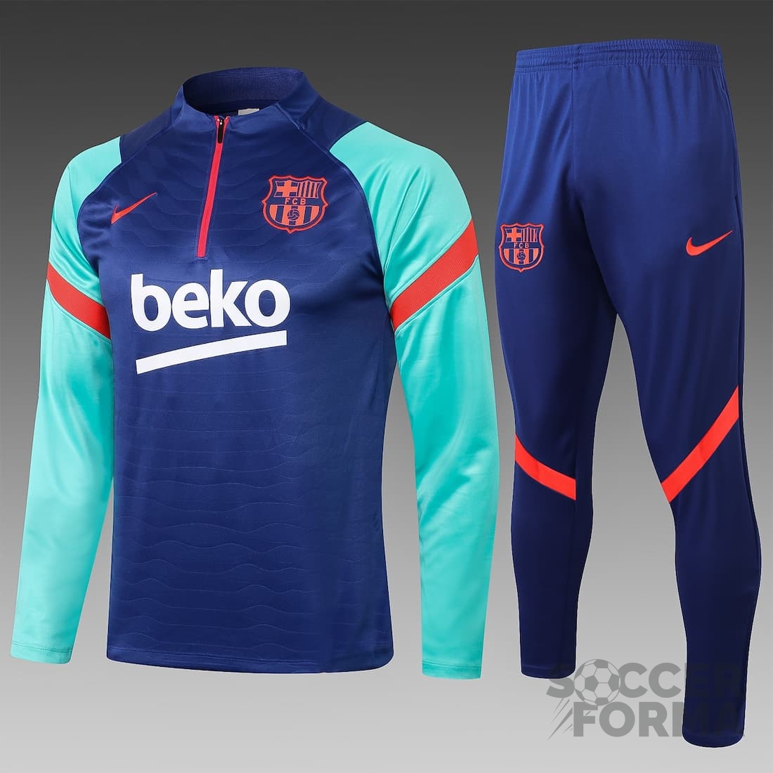 Детский тренировочный костюм Барселона 2022 синий - вид  1