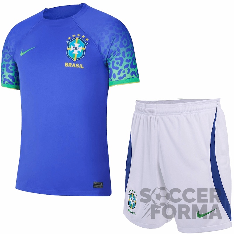 Детская гостевая форма сборной Бразилии Неймар 10 с гетрами 2022-2023 - вид  1