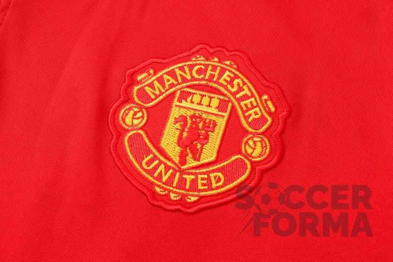 Красная футболка поло Манчестер Юнайтед 2021-2022 - вид 4