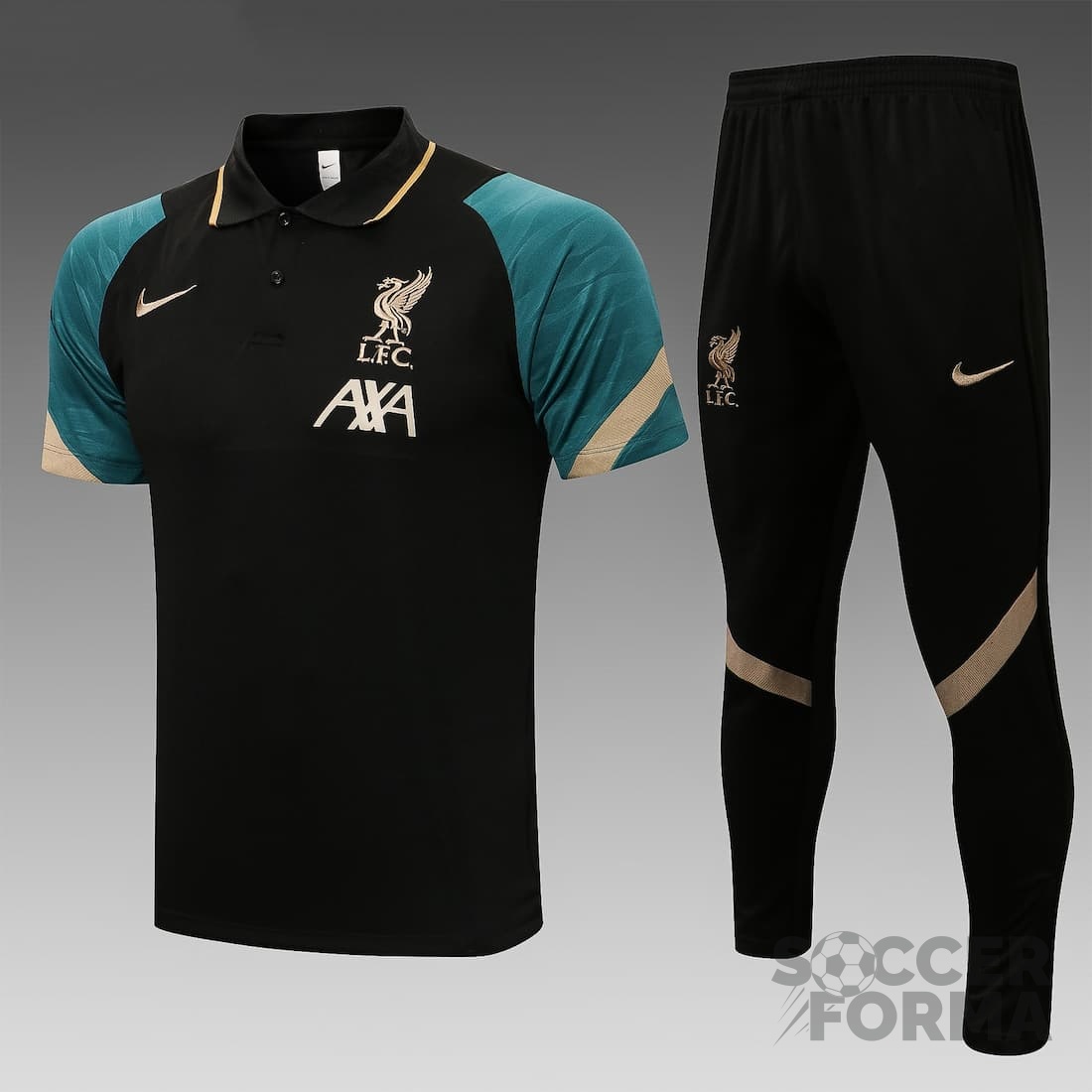 Спортивный костюм поло Ливерпуль 2021-2022 черный - вид 1