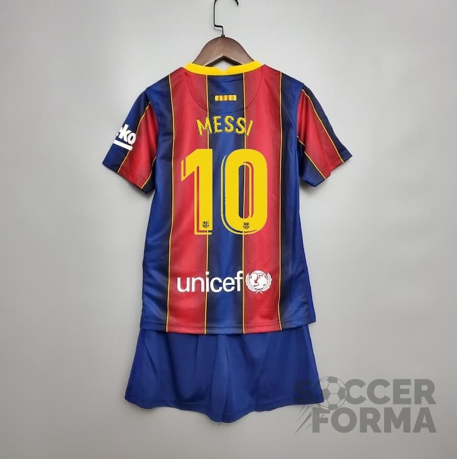 Детская форма Барселона Месси 10 2020 2021 с гетрами - вид  1