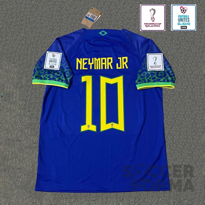 Гостевая футболка сборной Бразилии Неймар 10 с патчами - вид 1