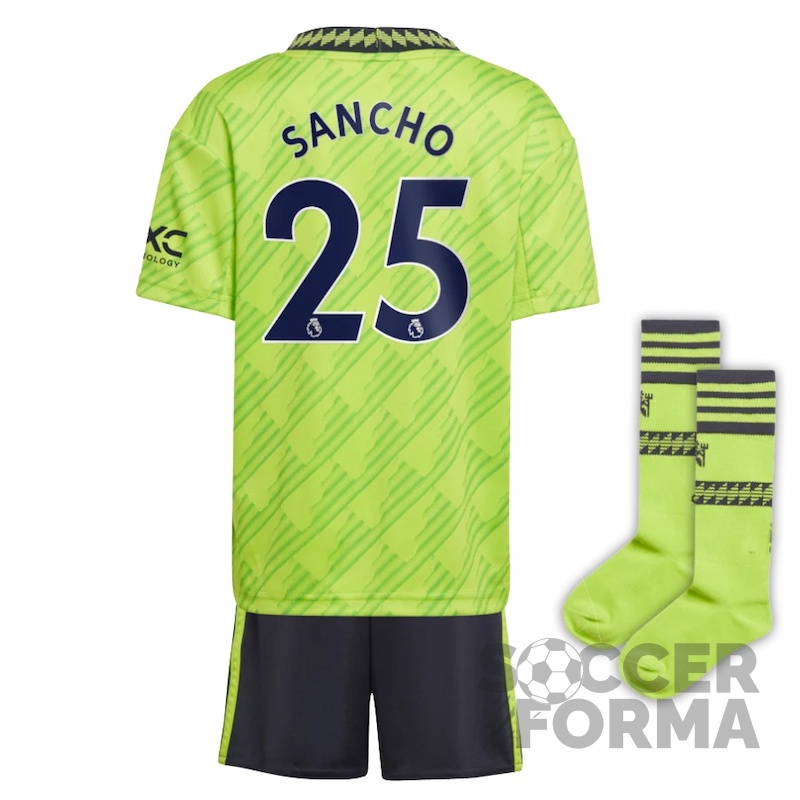 Детская форма Манчестер Юнайтед Санчо 25 третья 2022-2023 с гетрами - вид  1