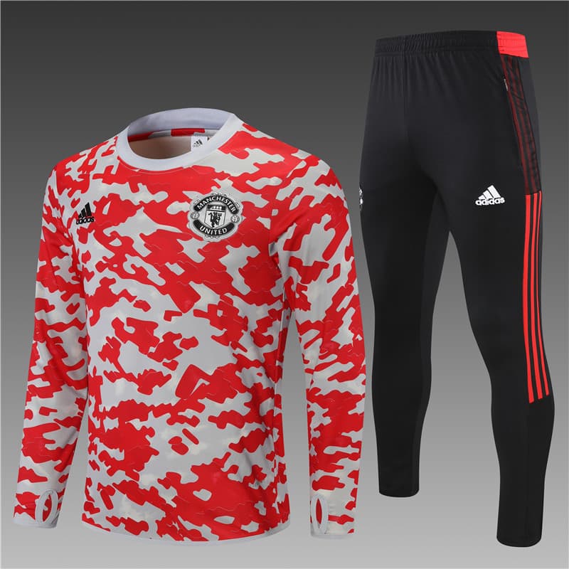 Детский тренировочный костюм Манчестер Юнайтед 2021-2022 бело-красный