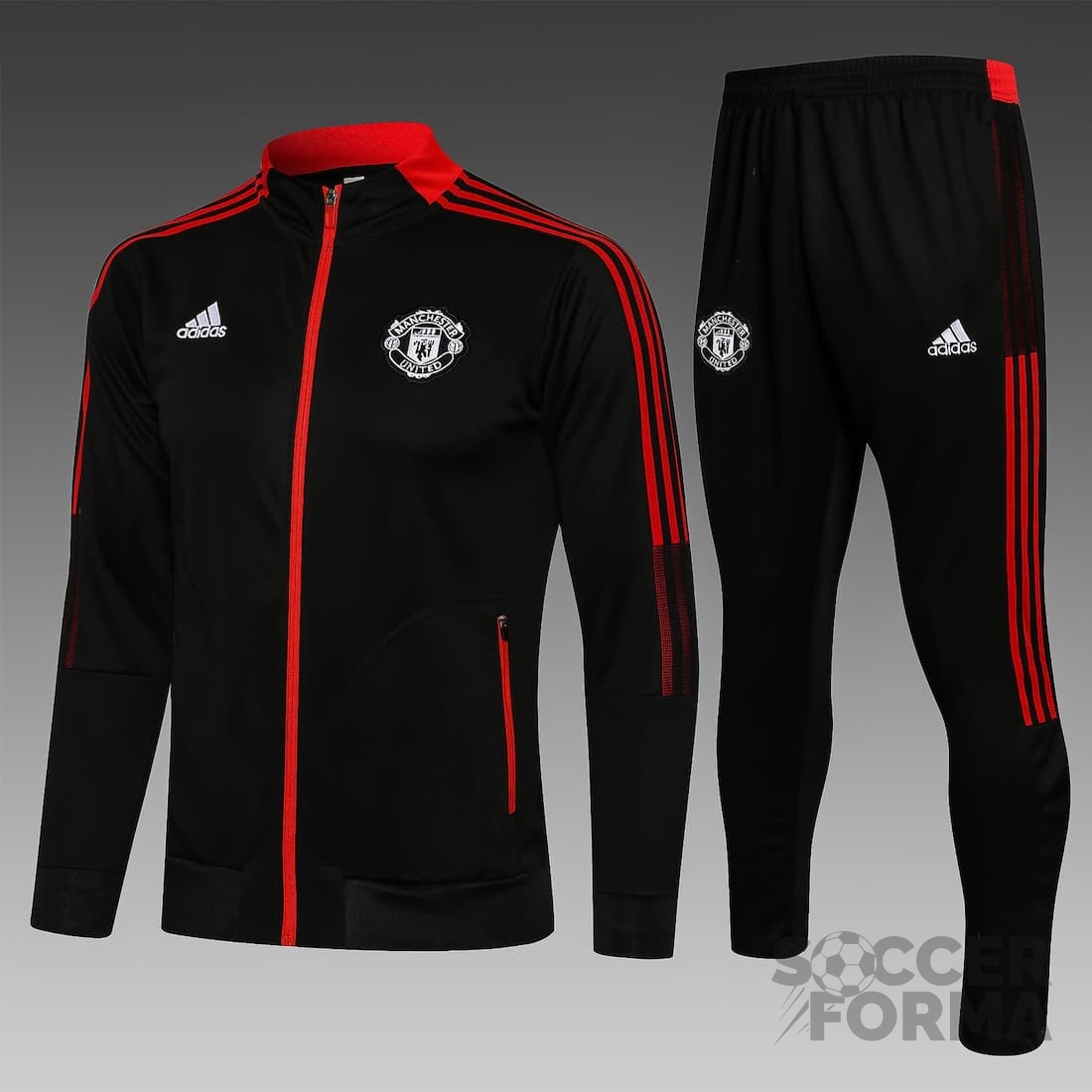 Детский спортивный костюм Манчестер Юнайтед 2021-2022 черный на молнии - вид  1
