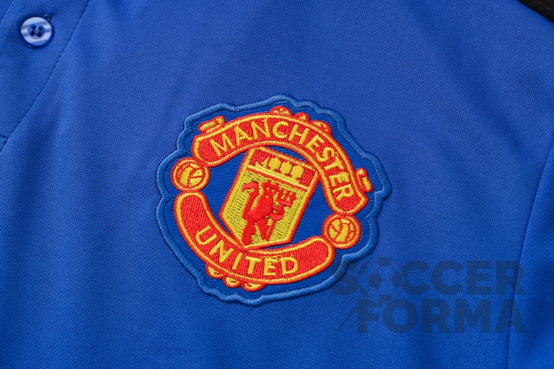Синяя футболка поло Манчестер Юнайтед 2021-2022 - вид 4