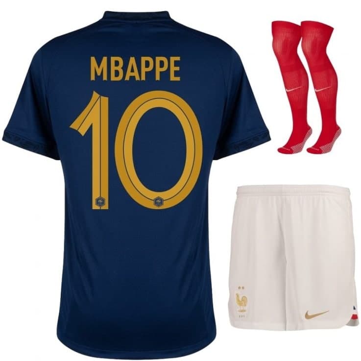 Детская форма сборной Франции Мбаппе 10 2022-2024 с гетрами