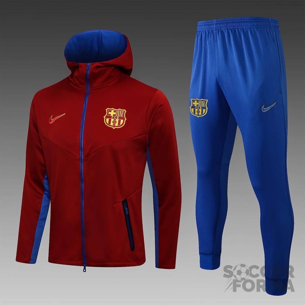 Спортивный костюм Барселона 2022 с капюшоном красный - вид 1