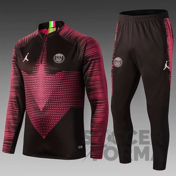 Спортивный костюм ПСЖ 2020 черный с бордовым - вид 1