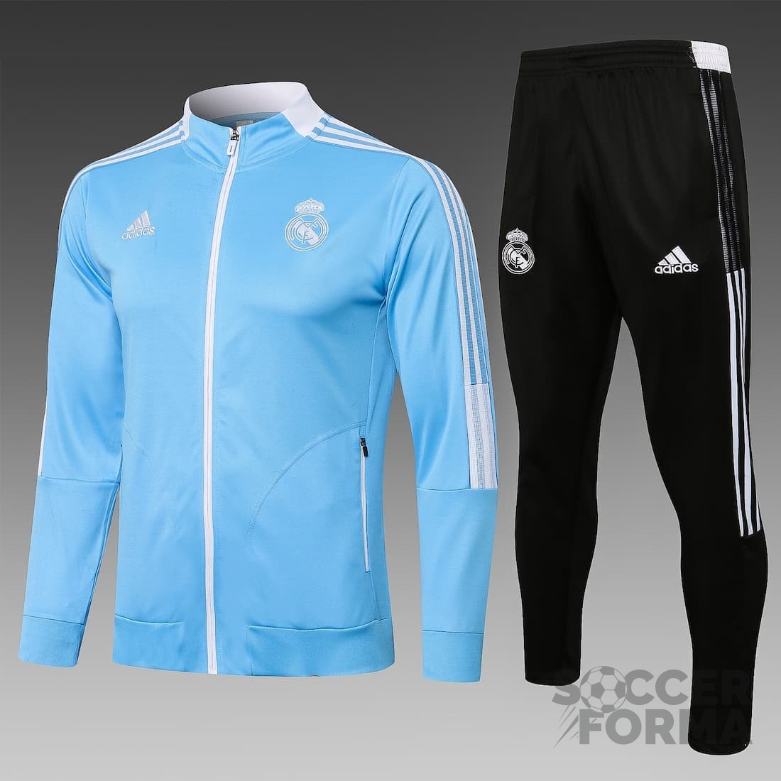 Спортивный костюм Реал Мадрид 2022 на молнии голубой - вид 1