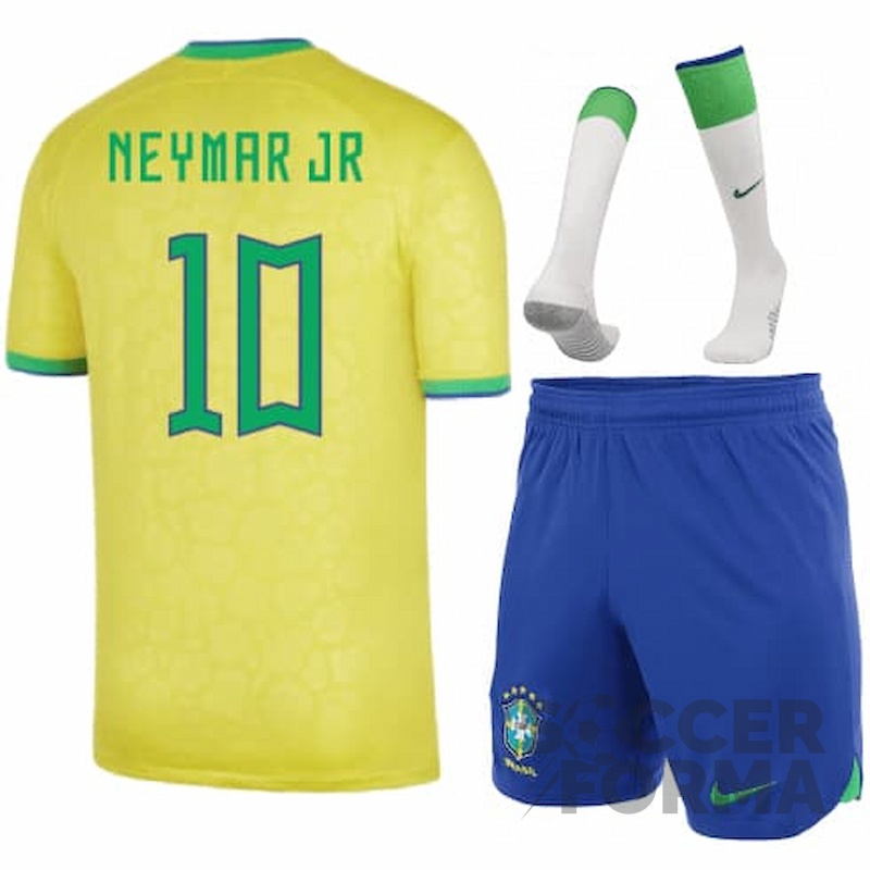 Детская форма сборной Бразилии Неймар 10 с гетрами 2022-2023 - вид 2