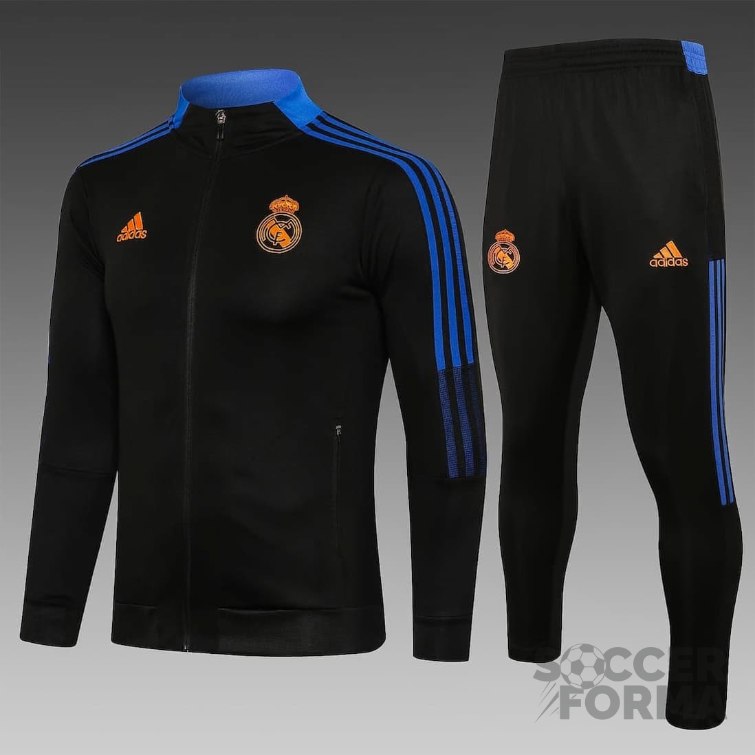 Детский спортивный костюм Реал Мадрид 2022 на молнии черный - вид  1