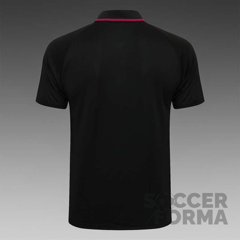 Черная футболка поло ПСЖ 2021-2022 Paris пурпурная